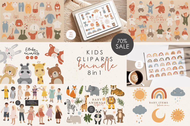 kids-cliparts-bundle-digital-download-kids-elements