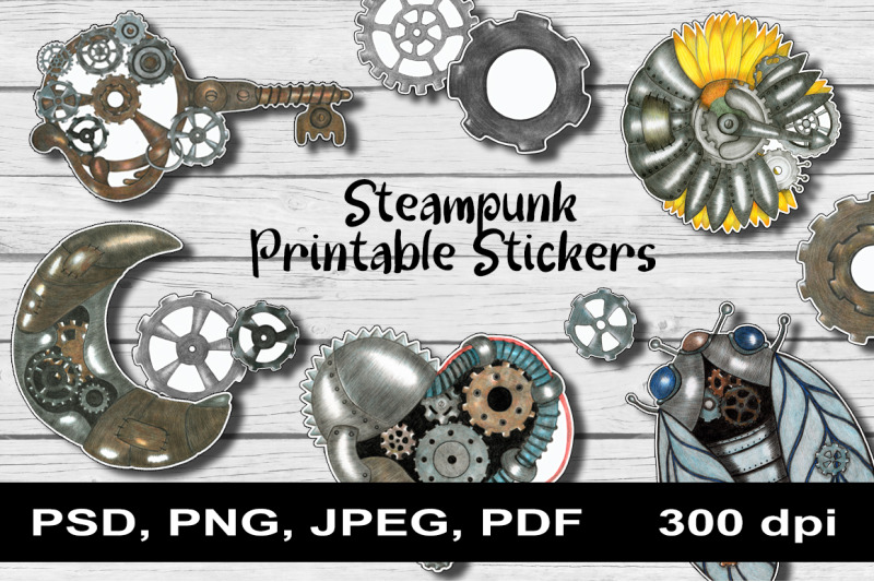 steampunk-vintage-sticker-pack-png-steampunk-stickers-planner-vintage