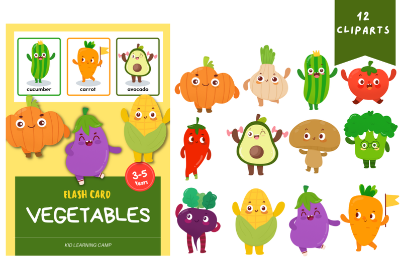 cute-vegetables-illustrations-and-vegetable-flash-card