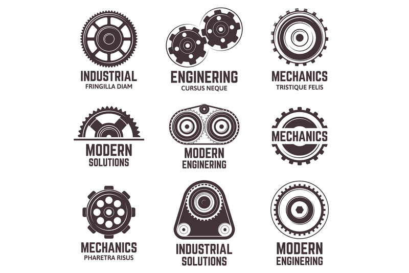mechanical-gear-logos-engine-mechanic-construction-labels-modern-met