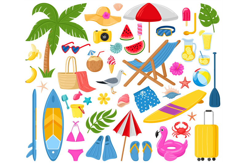 cartoon-summer-elements-travel-beach-summertime-accessory-cocktail