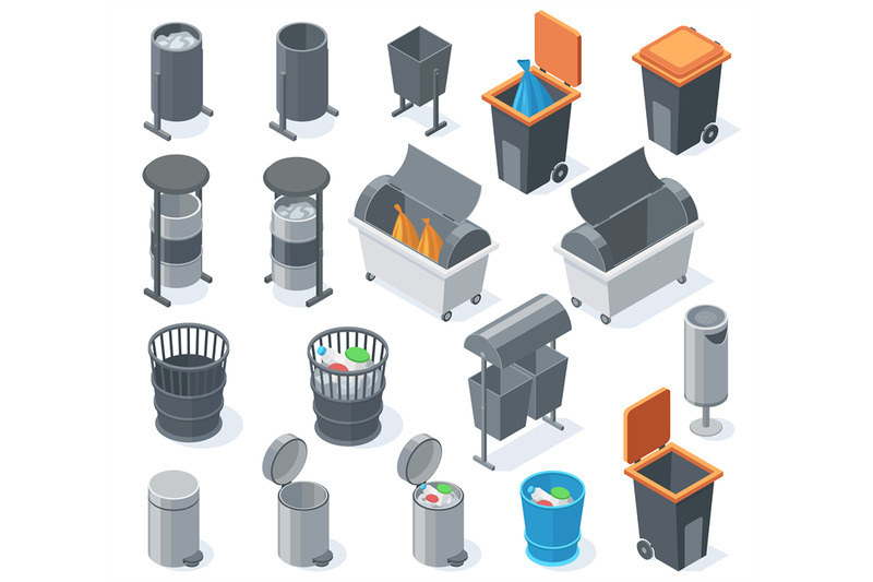 isometric-trash-bins-3d-garbage-rubbish-can-waste-recycle-baskets-c