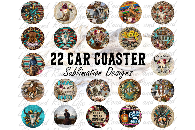 western-bundle-car-coaster-sublimation-design-22-png