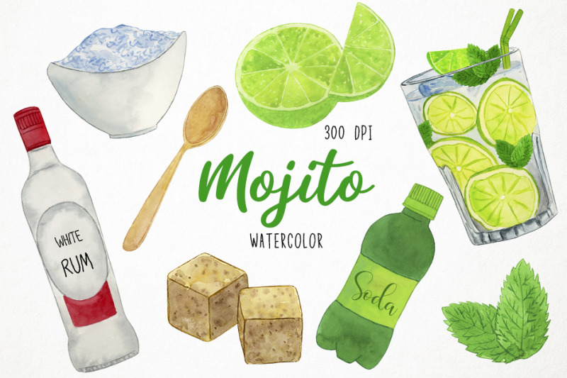 watercolor-mojito-clipart-mojito-graphics-mojito-illustration