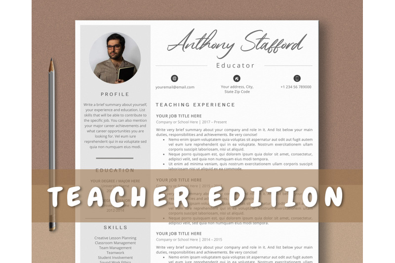 teacher-resume-template-with-photo-for-word-amp-pages