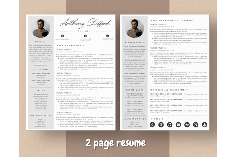 teacher-resume-template-with-photo-for-word-amp-pages