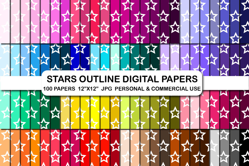 100-stars-outline-digital-papers-pack-star-pattern-backrground