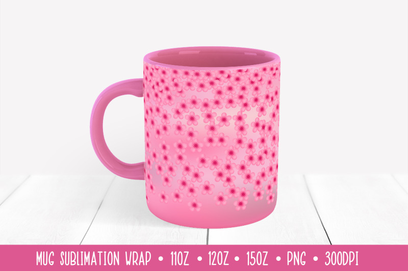 spring-flowers-mug-sublimation-design-pink-floral-mug-wrap