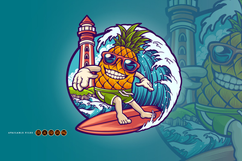 pineapple-surf-summer-logo-mascot-illustrations