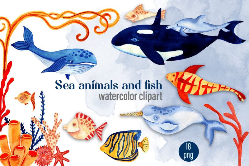 watercolor-sea-fish-clipart-marine-clipart