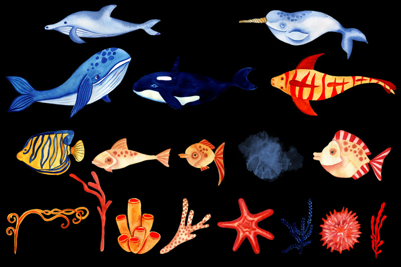 watercolor-sea-fish-clipart-marine-clipart