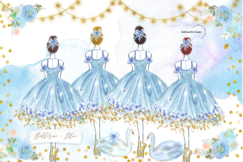 elegant-blue-princess-ballerinas-clipart