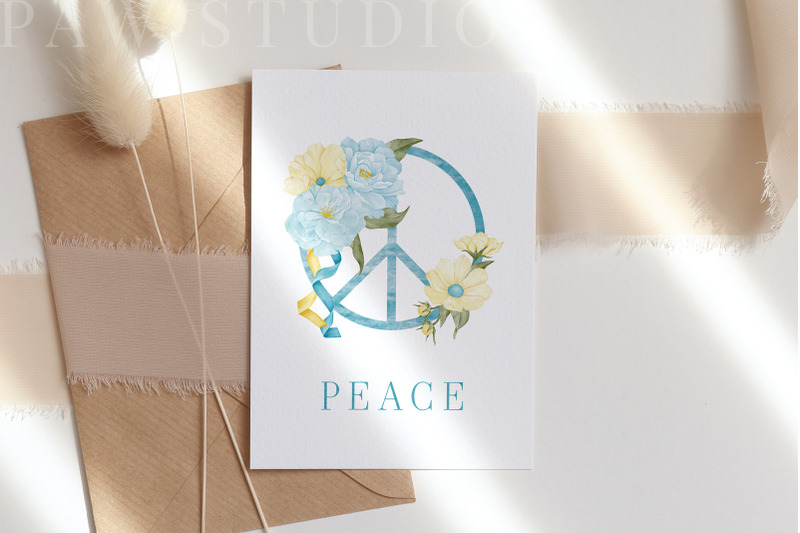 peace-love-ukraine-card-blue-yellow-watercolor-sublimation