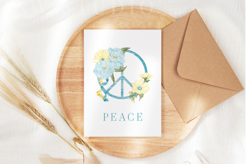 peace-love-ukraine-card-blue-yellow-watercolor-sublimation