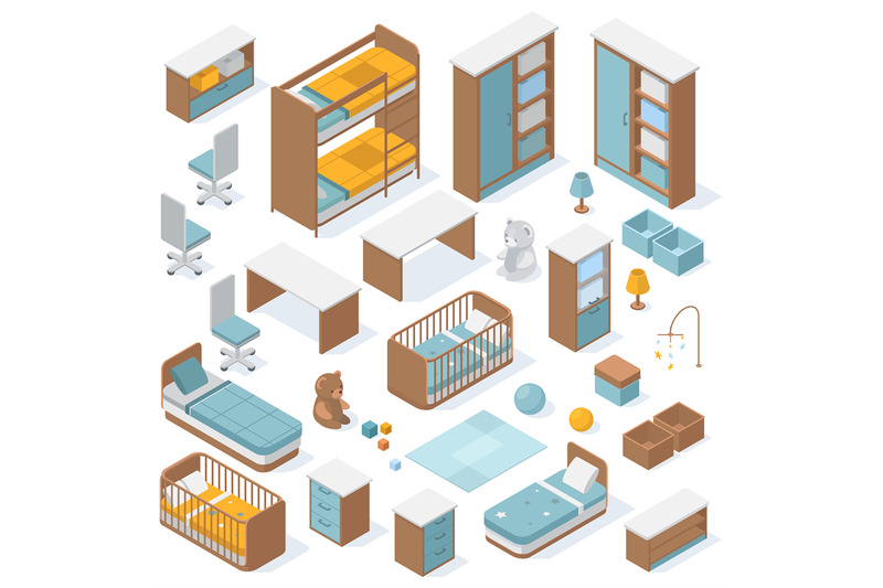 isometric-children-room-furniture-kids-3d-furniture-baby-boy-room-fu