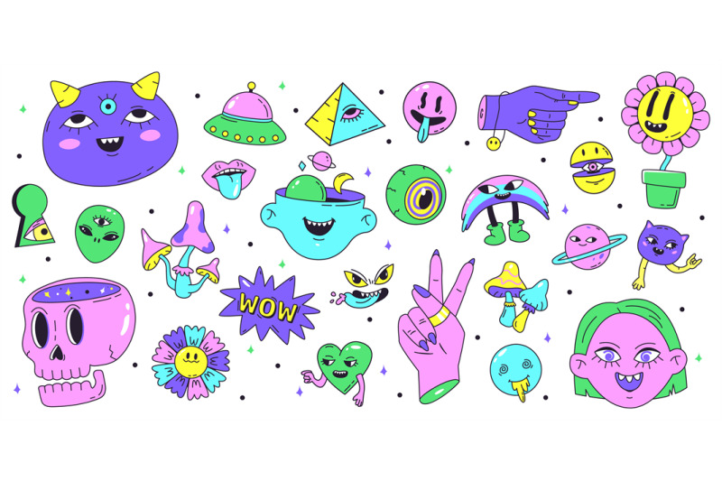 psychedelic-neon-retro-stickers-crazy-abstract-hippy-symbols-retro-a