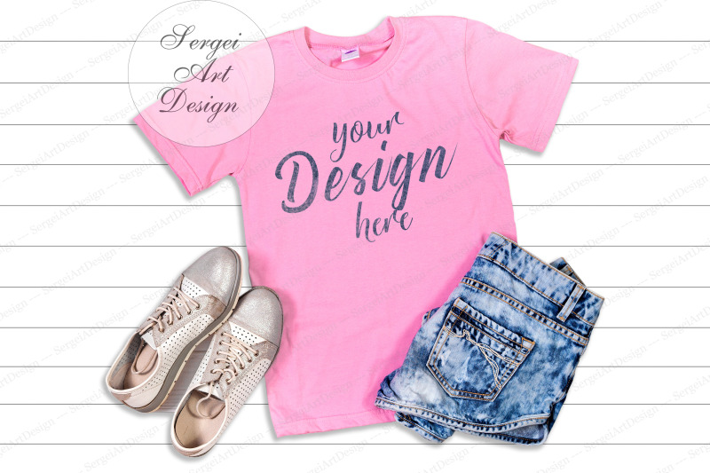 pink-t-shirt-flat-lay-mockup-short-sleeve-t-shirt-apparel-display