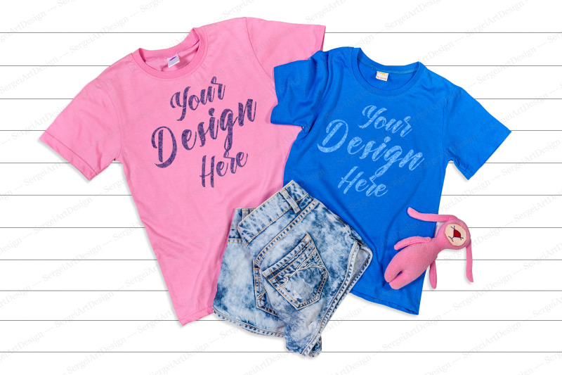 pink-and-blue-t-shirt-mockup-unisex-t-shirts-mockup-styled-stock-pho
