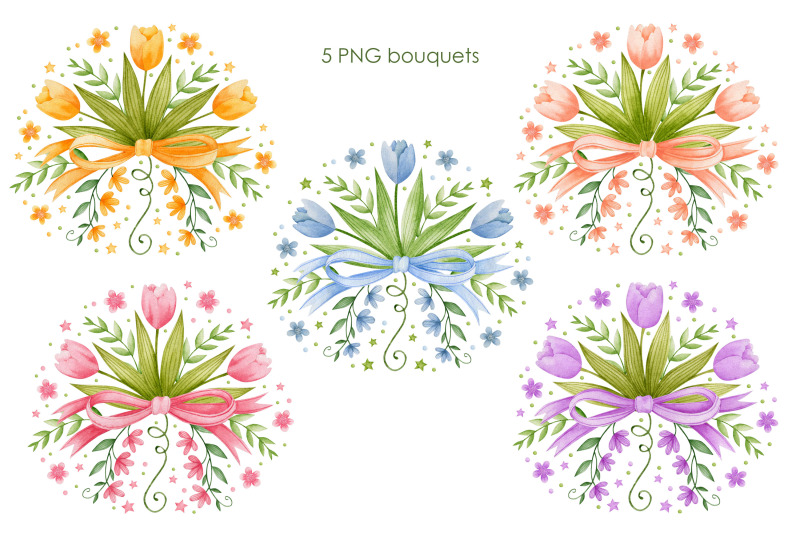 watercolor-spring-flowers-bouquets