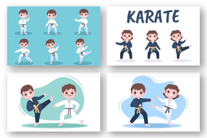 12-cute-cartoon-karate-kids-illustration