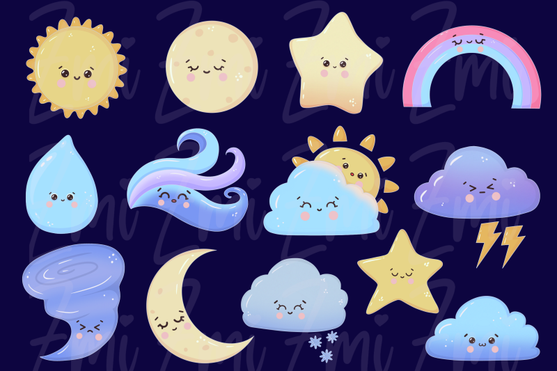 Weather Kawaii Clipart Illustration By ZayamiArt | TheHungryJPEG