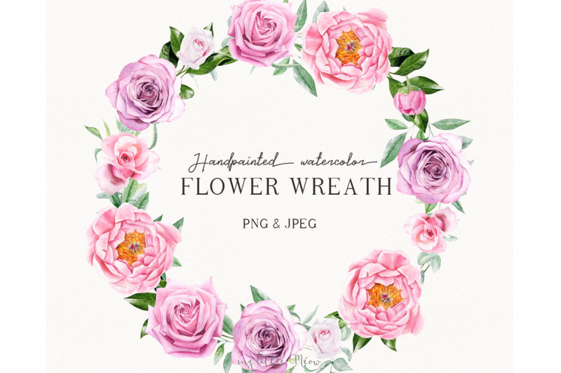 pink-rose-peony-flower-wreath-watercolor-clipart-w98