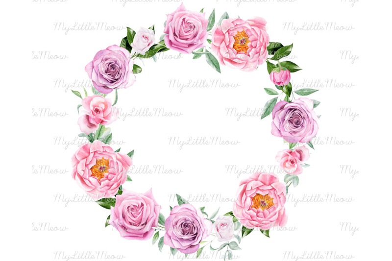 pink-rose-peony-flower-wreath-watercolor-clipart-w98