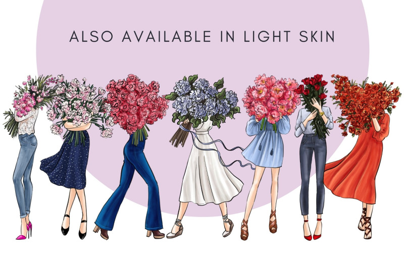 girls-with-flowers-dark-skin-watercolor-fashion-clipart
