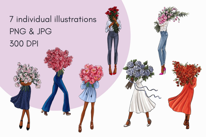 girls-with-flowers-dark-skin-watercolor-fashion-clipart