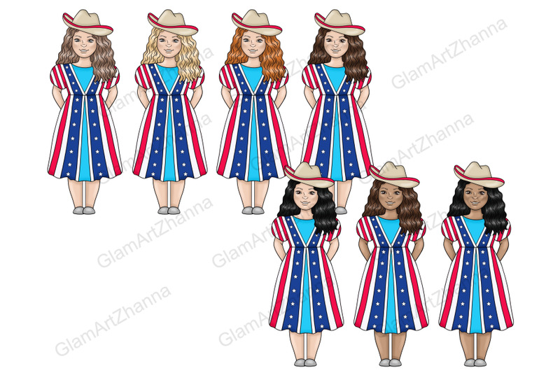 4-of-july-fourth-of-july-girls-clipart