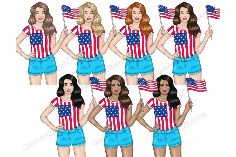 4-of-july-fourth-of-july-girls-clipart