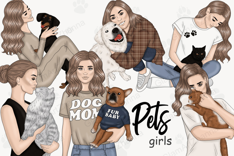 pets-girls-clipart