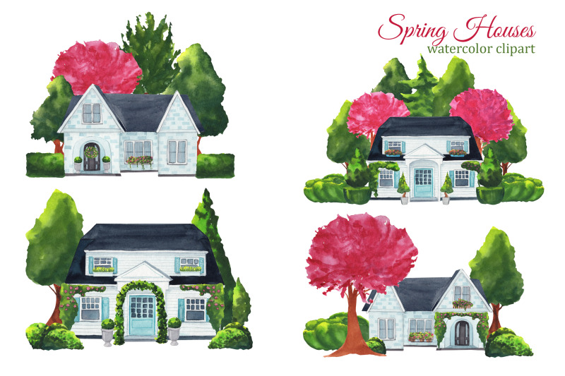 spring-house-watercolor-clipart