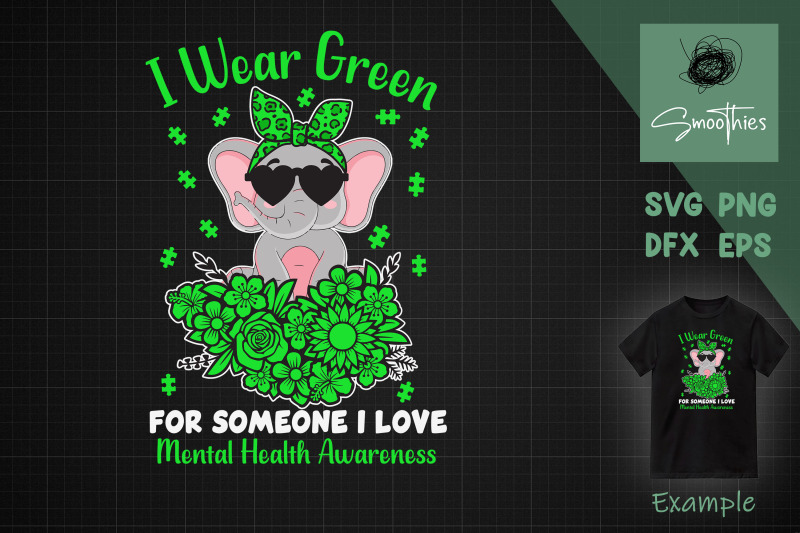 i-wear-green-for-mental-health-elephant