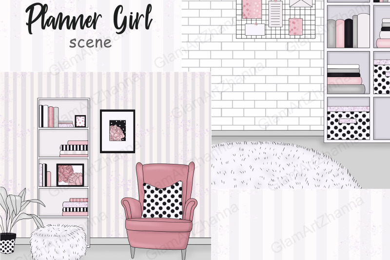 planner-girl-illustration-home-office-clipart