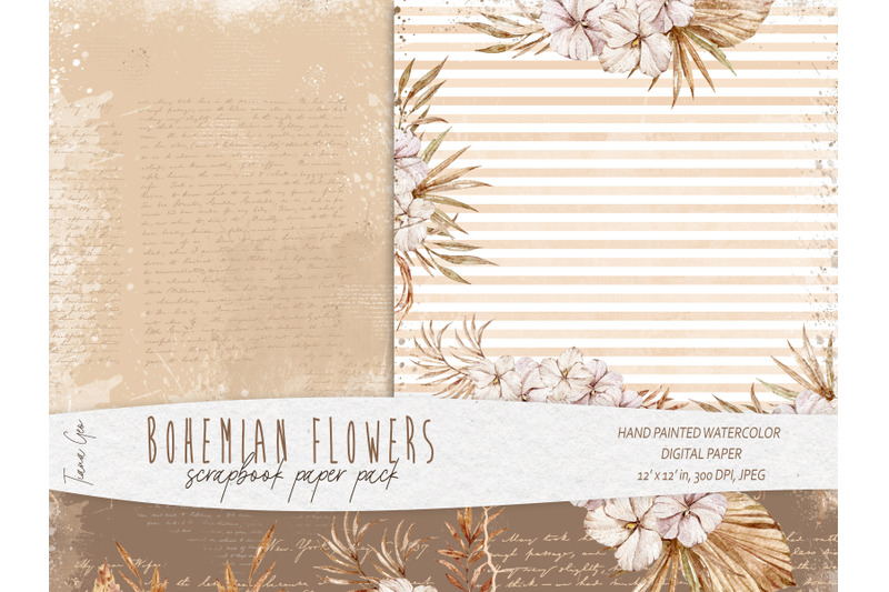 boho-floral-scrapbook-paper-digital-paper-12-jpeg-files