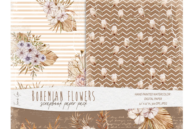 boho-floral-scrapbook-paper-digital-paper-12-jpeg-files