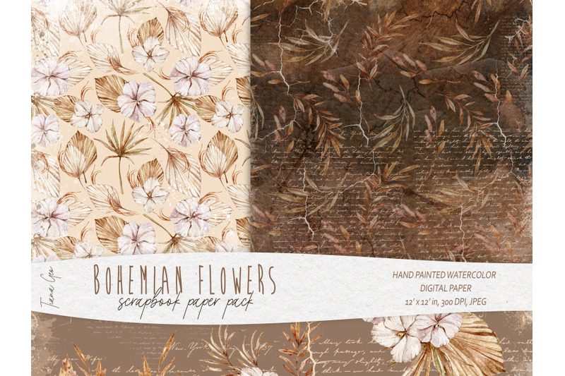 boho-floral-scrapbook-paper-digital-paper-12-jpeg-files