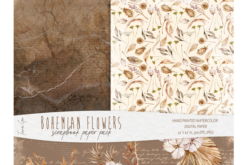 boho-floral-scrapbook-paper-digital-paper-12-jpeg-files