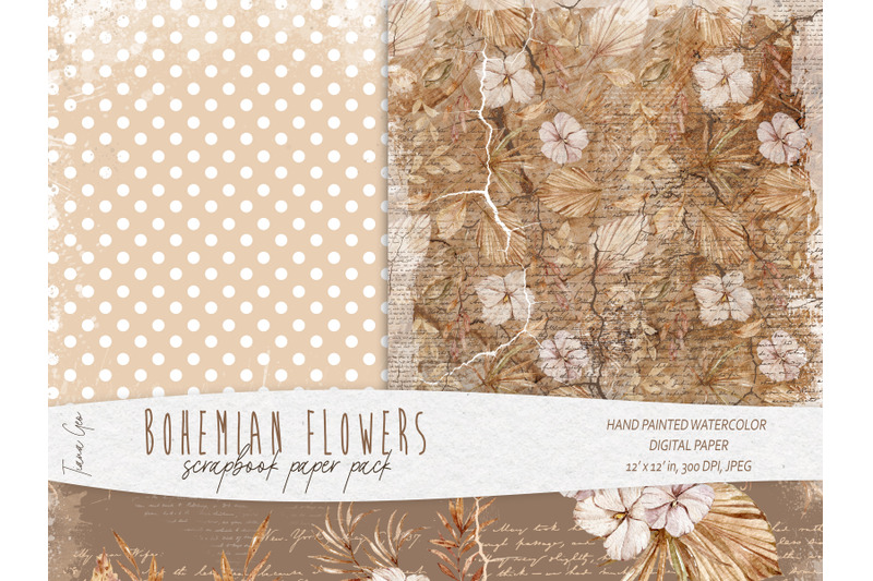 boho-floral-scrapbook-paper-digital-paper-12-jpeg-files