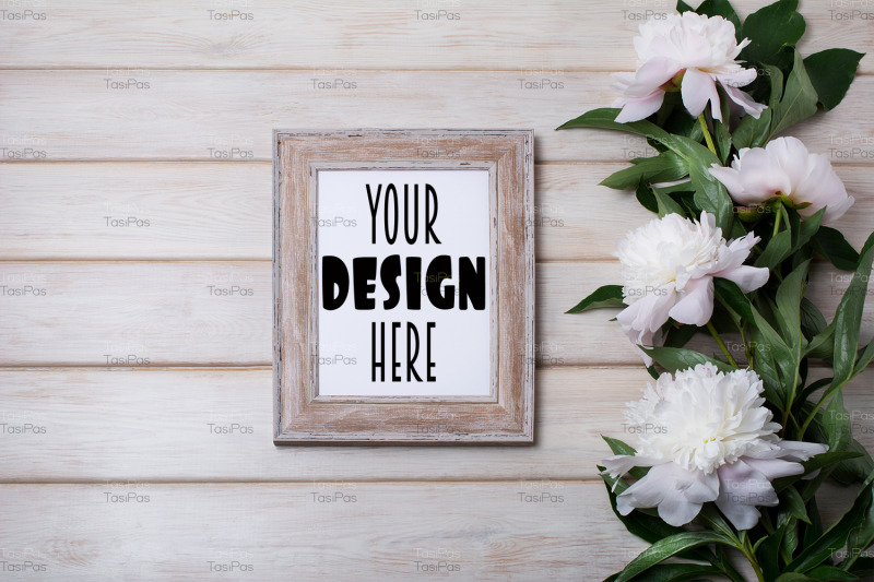 wooden-picture-frame-mockup-with-pale-pink-peony