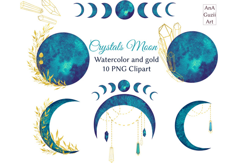 watercolor-crystals-moon-png-clipar
