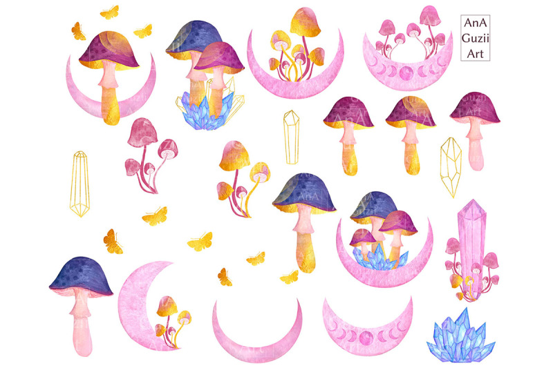 watercolor-magic-mushroom-clipart-witchy-crystal-clip-art-mystical-m
