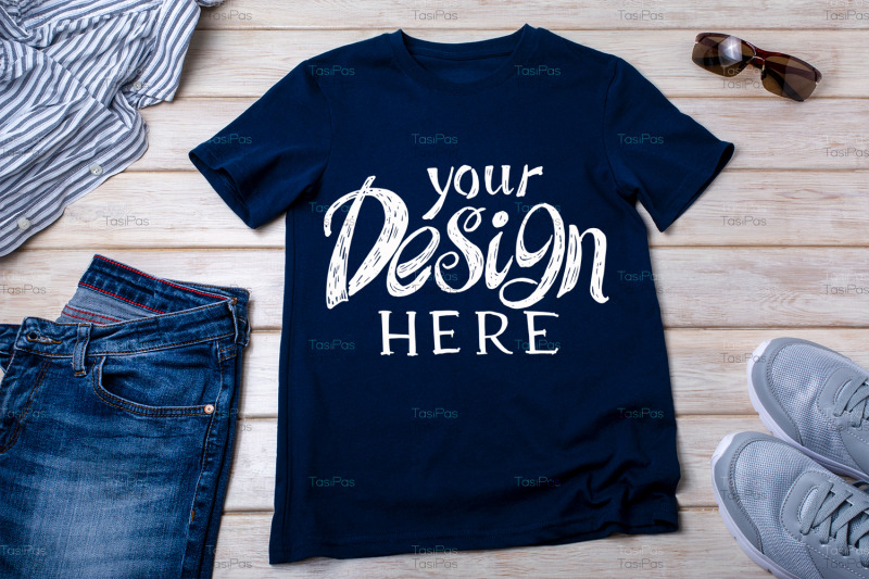 unisex-navy-blue-t-shirt-mockup-with-trainers-and-jeans