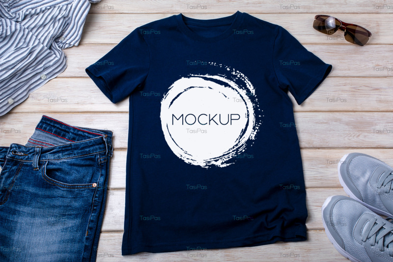 unisex-navy-blue-t-shirt-mockup-with-trainers-and-jeans