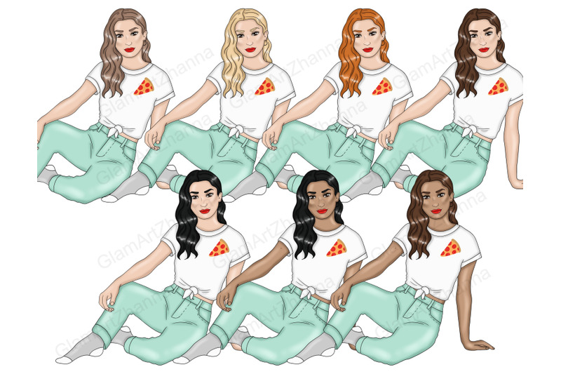 pizza-girls-clipart