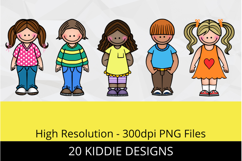 standing-happy-diverse-kids-clipart-set