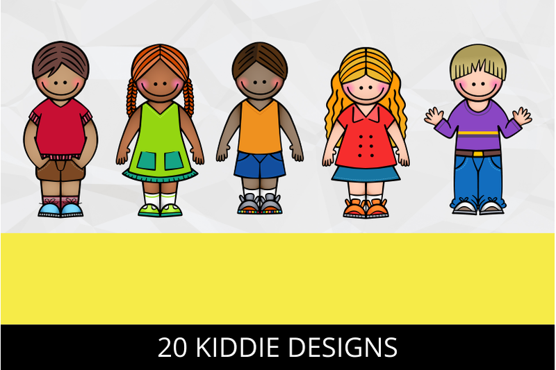 standing-happy-diverse-kids-clipart-set