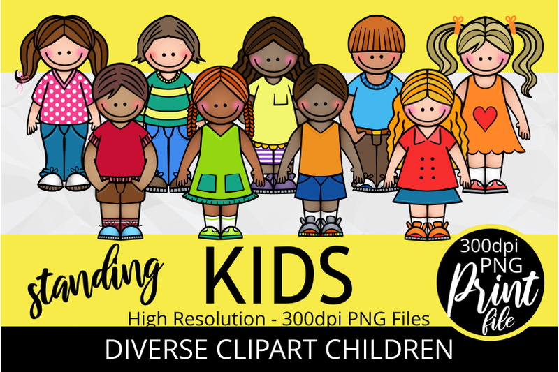 standing-happy-diverse-kids-clipart-set