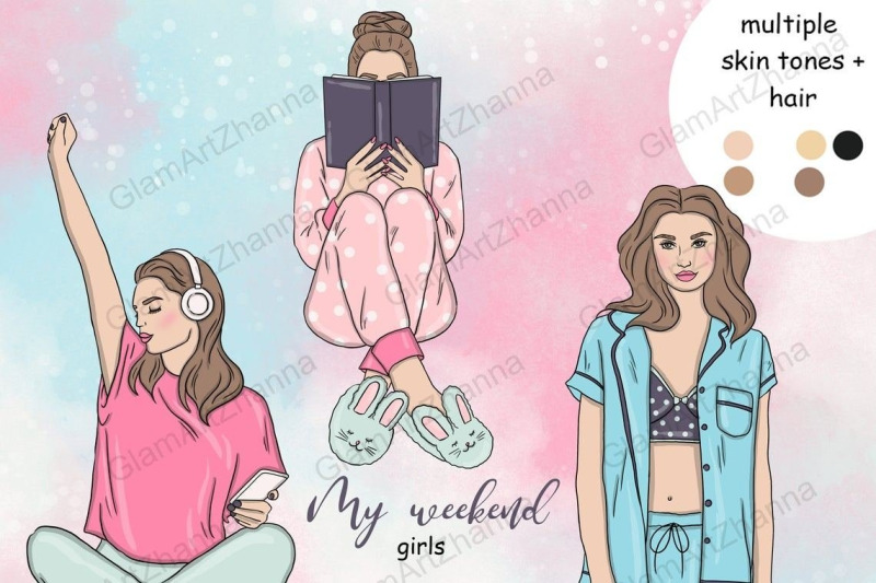 my-weekend-clipart-girls-planner-graphics-bundle